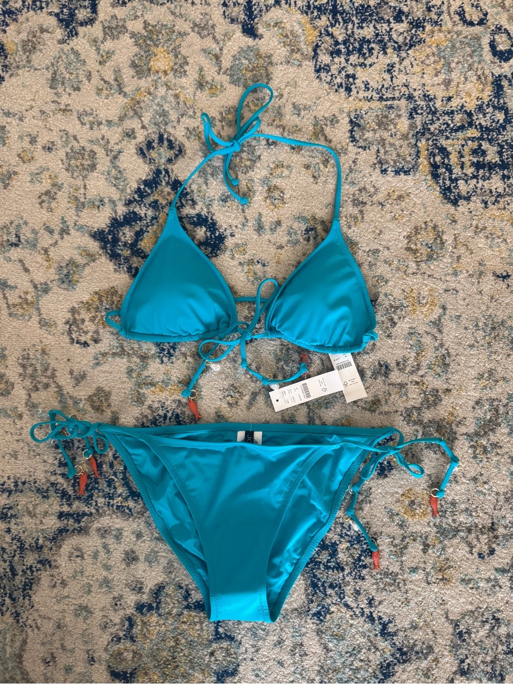 J. Crew Perfect string bikini with beach charms